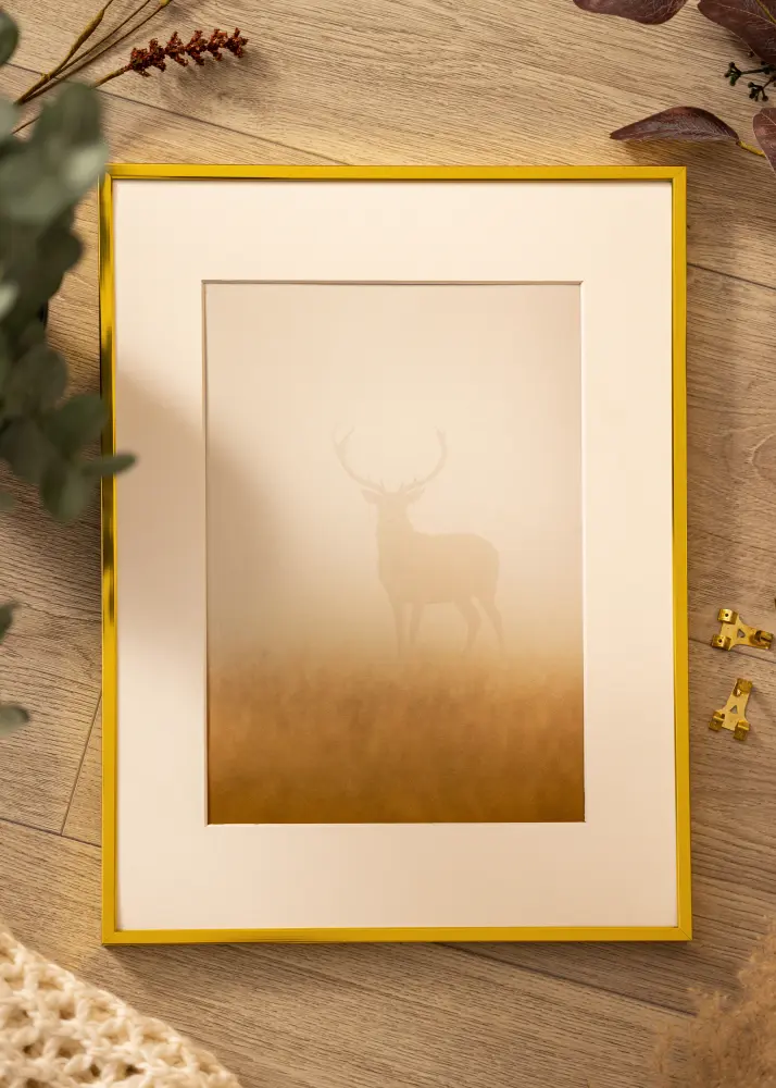 Moldura em alumínio Vidro acrílico Dourado 21x29,7 cm (A4)