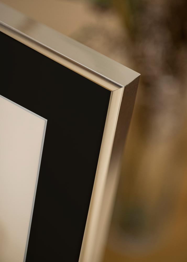 Moldura Alumínio Brilhante Prateado 70x100 cm - Passe-partout Preto 59,4x84 cm