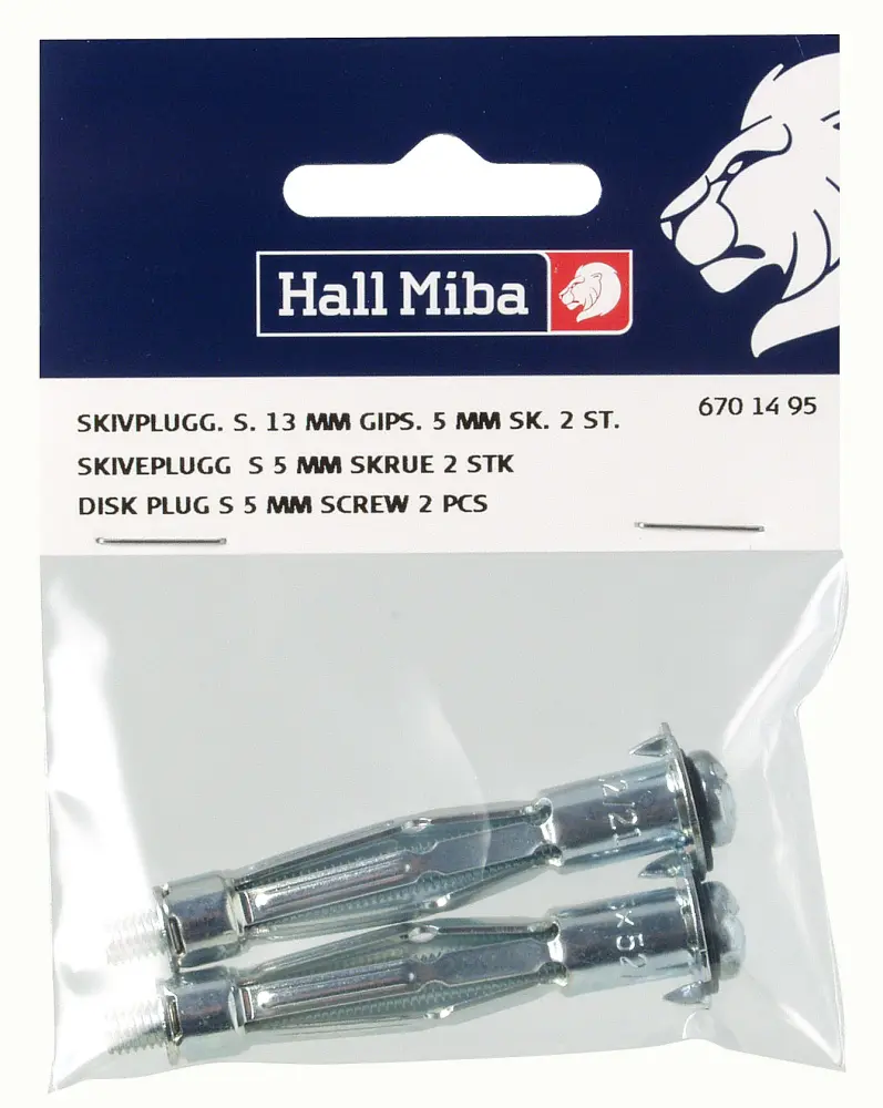 Parafusos e buchas para paredes de gesso 5 mm - 2 un.
