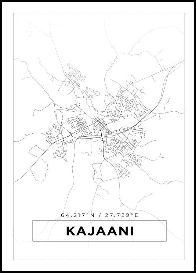 Mapa - Kajaani - Cartaz Branco