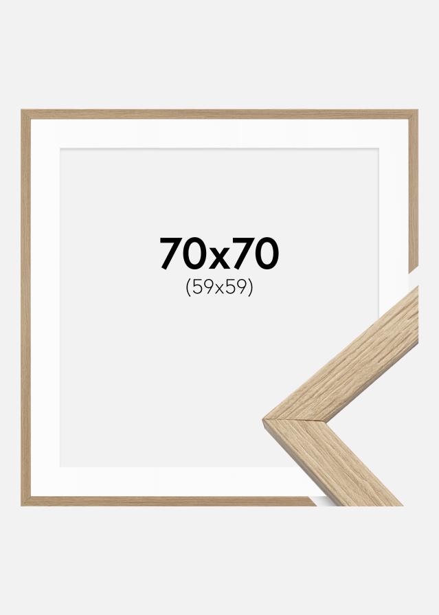 Moldura Stilren Carvalho 70x70 cm - Passe-partout Branco 60x60 cm