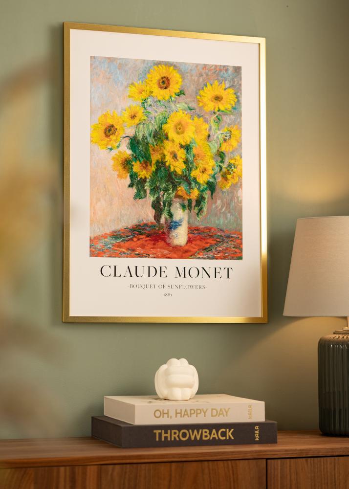 Moldura Minerva Vidro acrílico Dourado 50x70 cm