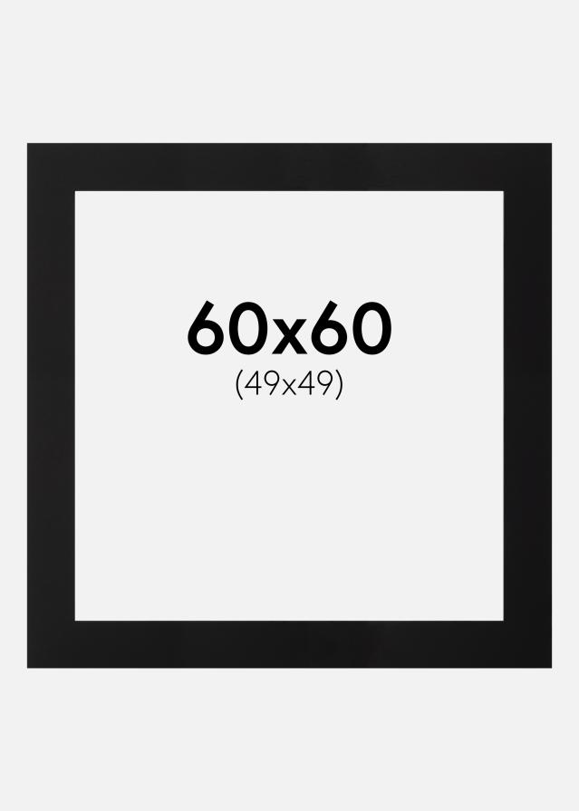 Passe-partout Preto (Bordo interior preto) 60x60 cm (49x49)