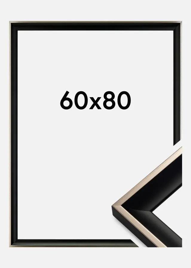 Moldura Öjaren Vidro acrílico Preto-Prateado 60x80 cm