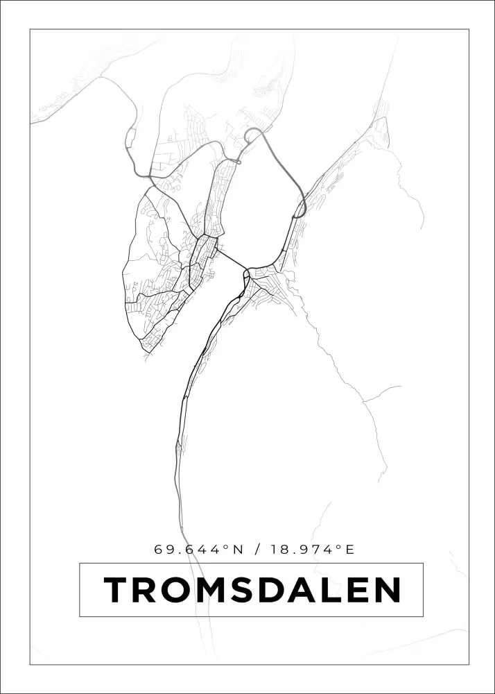 Mapa - Tromsdalen - Cartaz Branco