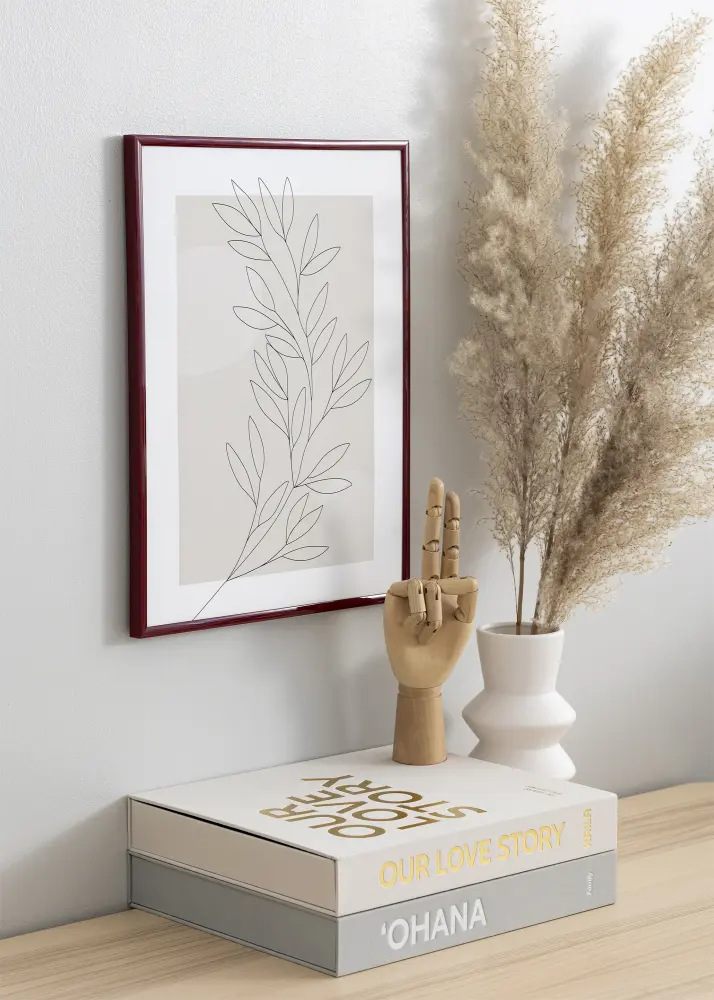 Moldura New Lifestyle Vermelho-escuro 30x40 cm - Passe-partout Branco 20x28 cm