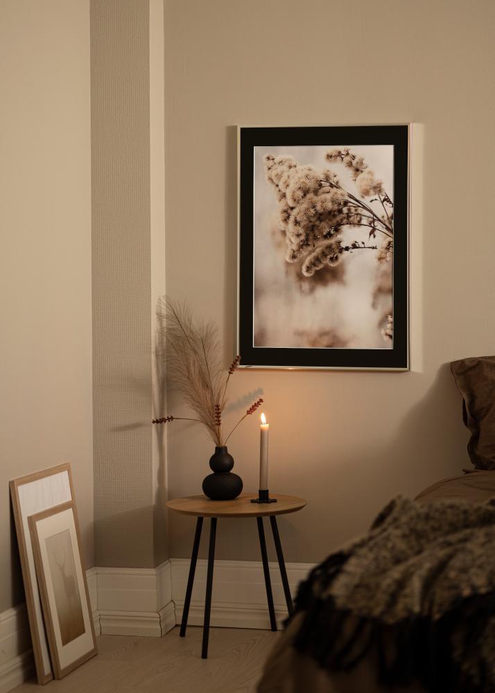 Moldura Alumínio Brilhante Prateado 70x100 cm - Passe-partout Preto 59,4x84 cm