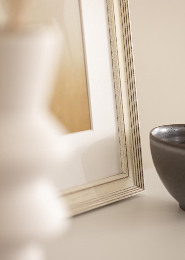 Moldura Shabby Chic Vidro acrílico Branco 21x29,7 cm (A4)