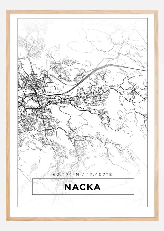 Mapa - Nacka - Cartaz Branco