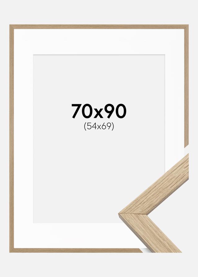 Moldura Stilren Carvalho 70x90 cm - Passe-partout Branco 55x70 cm