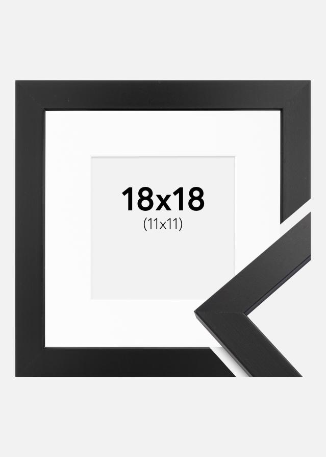 Moldura Black Wood 18x18 cm - Passe-partout Branco 12x12 cm