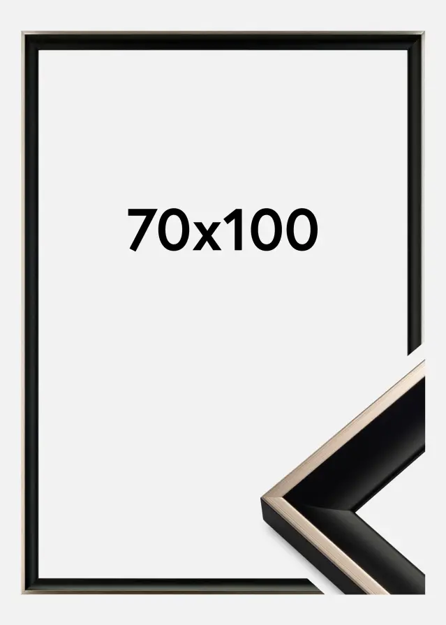 Moldura Öjaren Vidro acrílico Preto-Prateado 70x100 cm