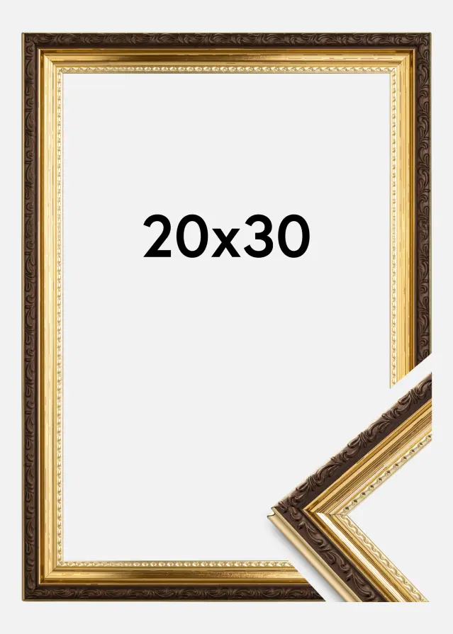 Moldura Abisko Vidro acrílico Dourado 20x30 cm