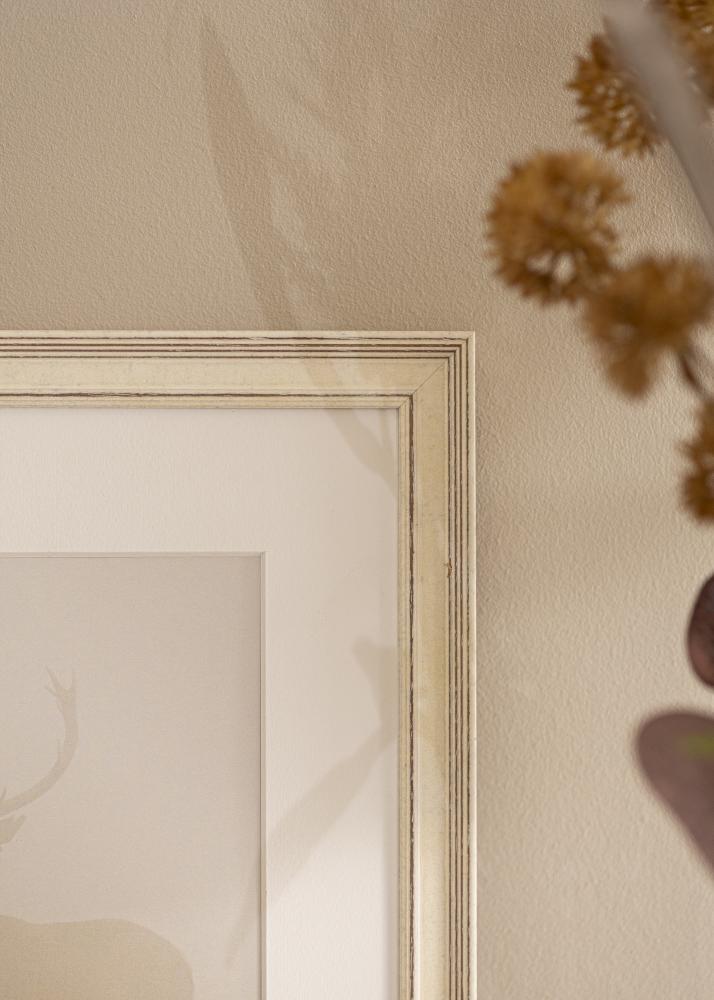 Moldura Shabby Chic Vidro acrílico Branco 21x29,7 cm (A4)