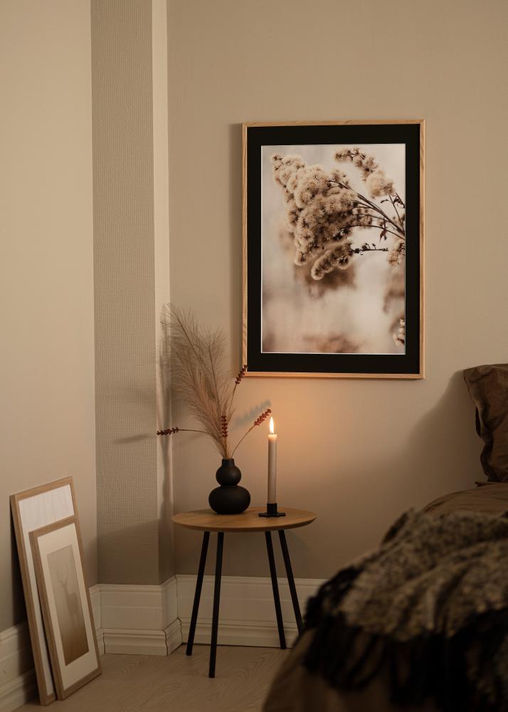 Moldura E-Line Carvalho 30x40 cm - Passe-partout Preto 21x29,7 cm (A4)