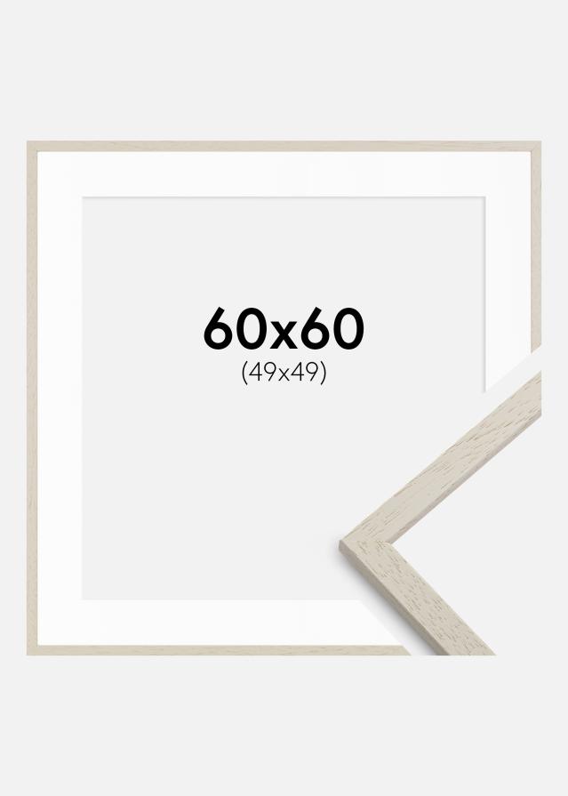 Moldura Edsbyn Sand 60x60 cm - Passe-partout Branco 50x50 cm