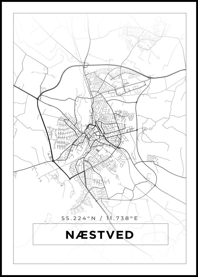 Mapa - Næstved - Cartaz Branco