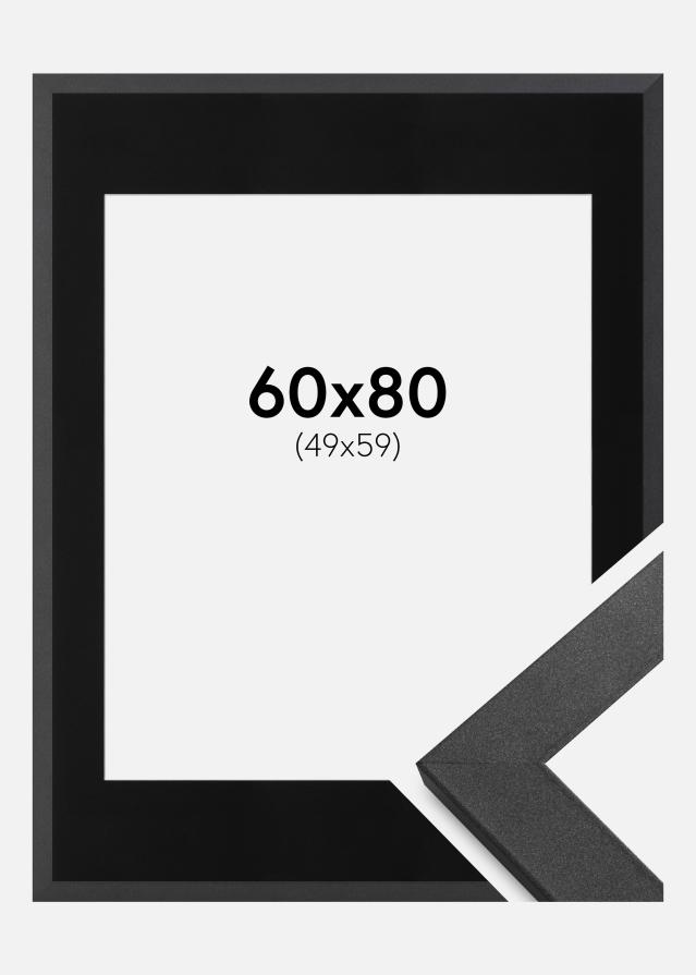 Moldura Graphite Wood 60x80 cm - Passe-partout Preto 50x60 cm
