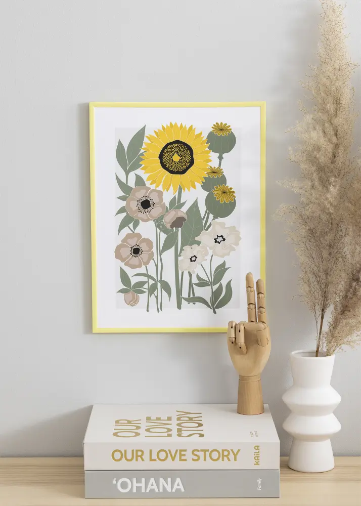Moldura New Lifestyle Amarelo-claro 70x100 cm - Passe-partout Preto 24x36 inches