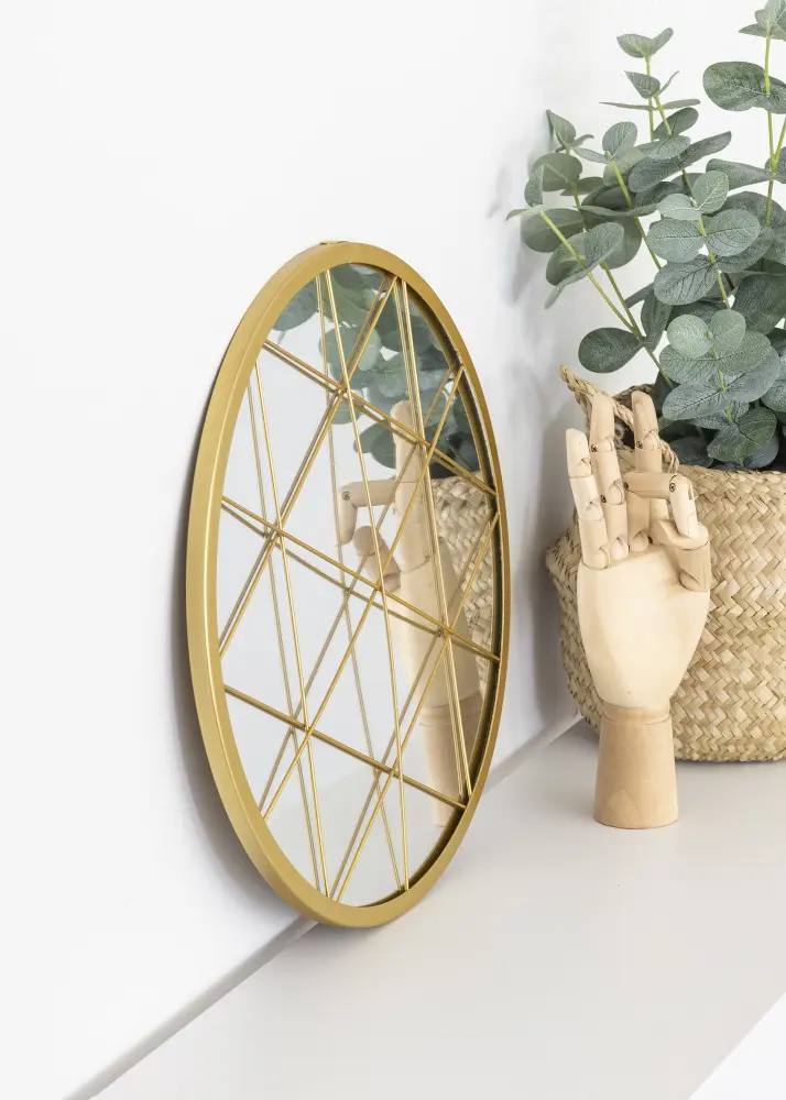 KAILA Redondo Espelho Triangles - Dourado 35 cm Ø