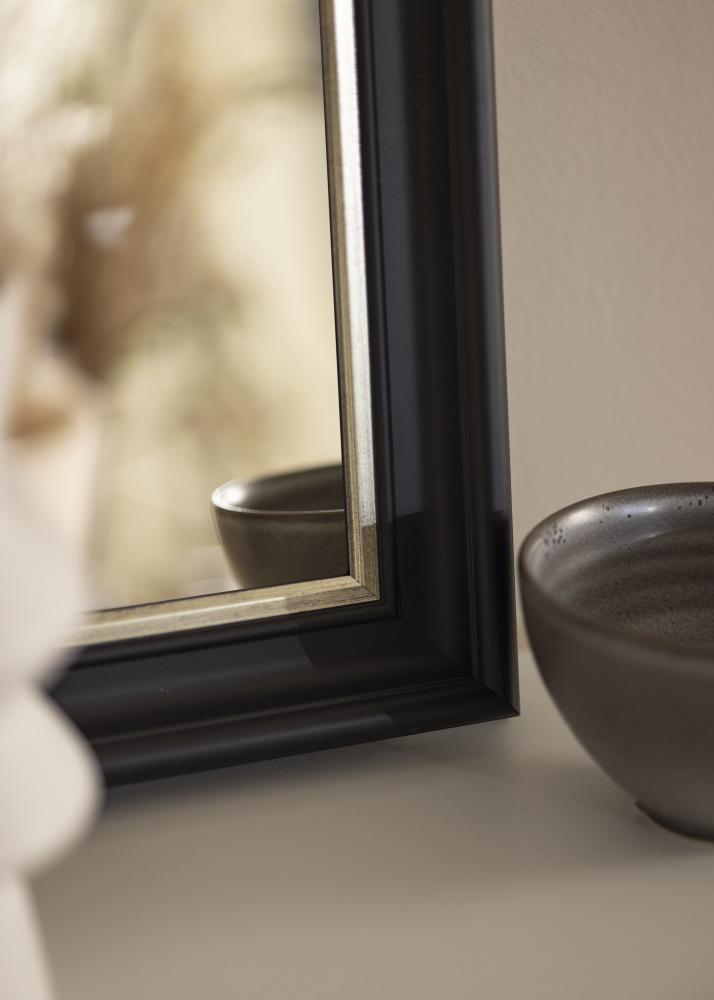 Espelho Mora Preto-Prateado - Tamanho personalizável