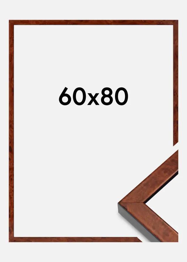 Moldura Hermes Vidro acrílico Burr Walnut 60x80 cm