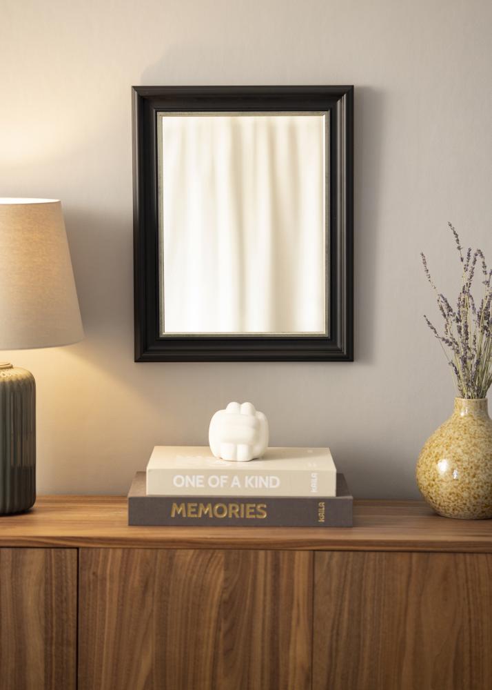 Espelho Mora Preto-Prateado - Tamanho personalizável