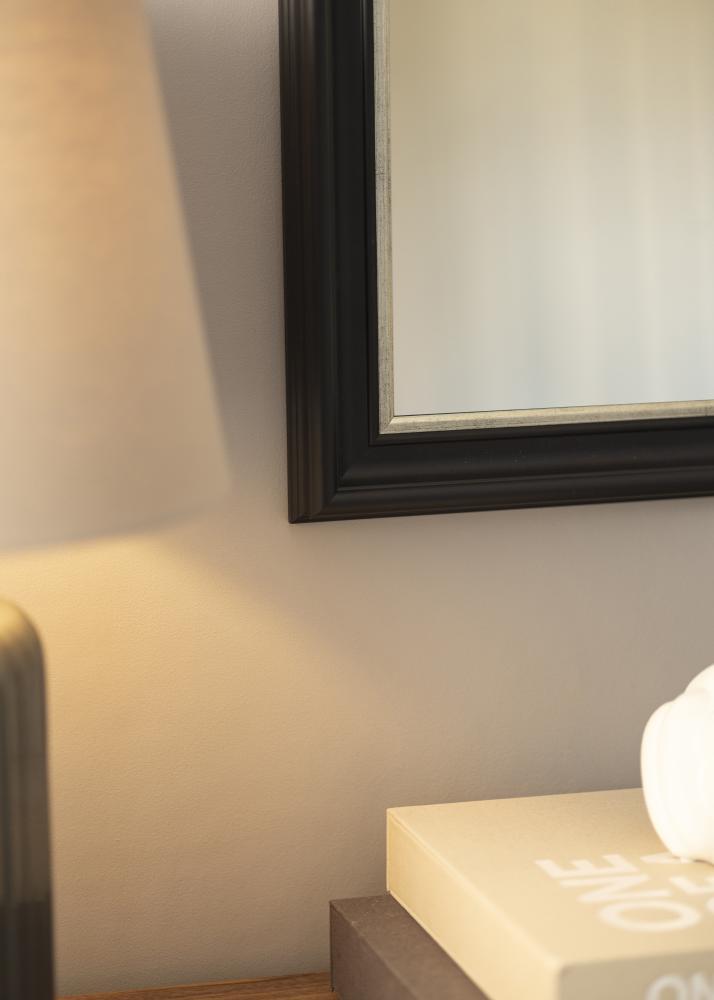 Espelho Mora Preto-Prateado - Tamanho personalizável