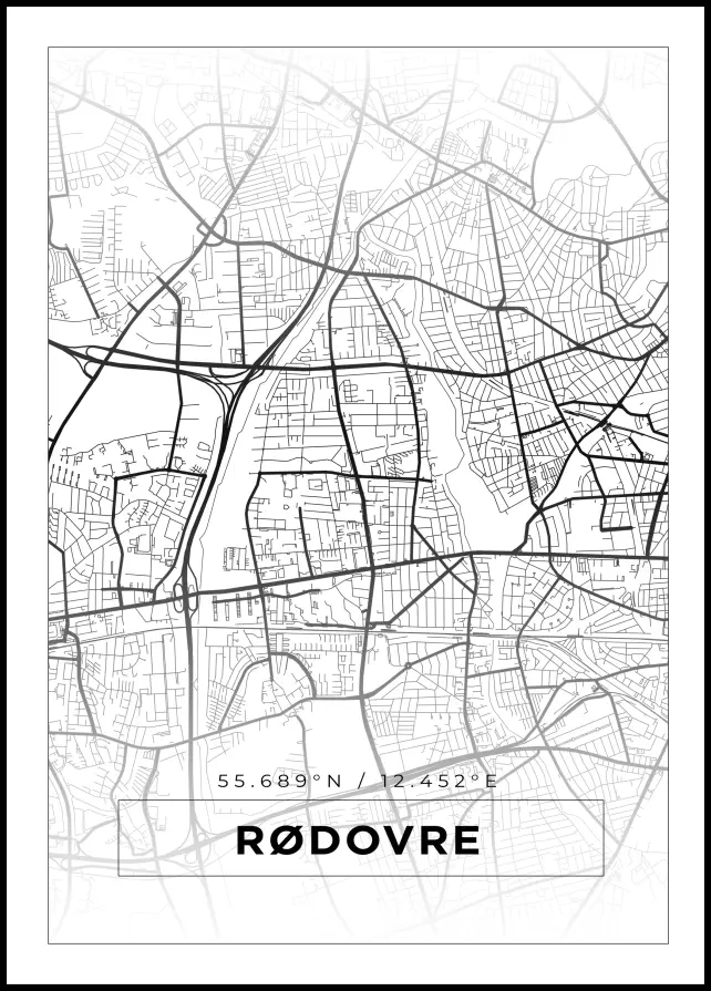 Mapa - Rødovre - Cartaz Branco
