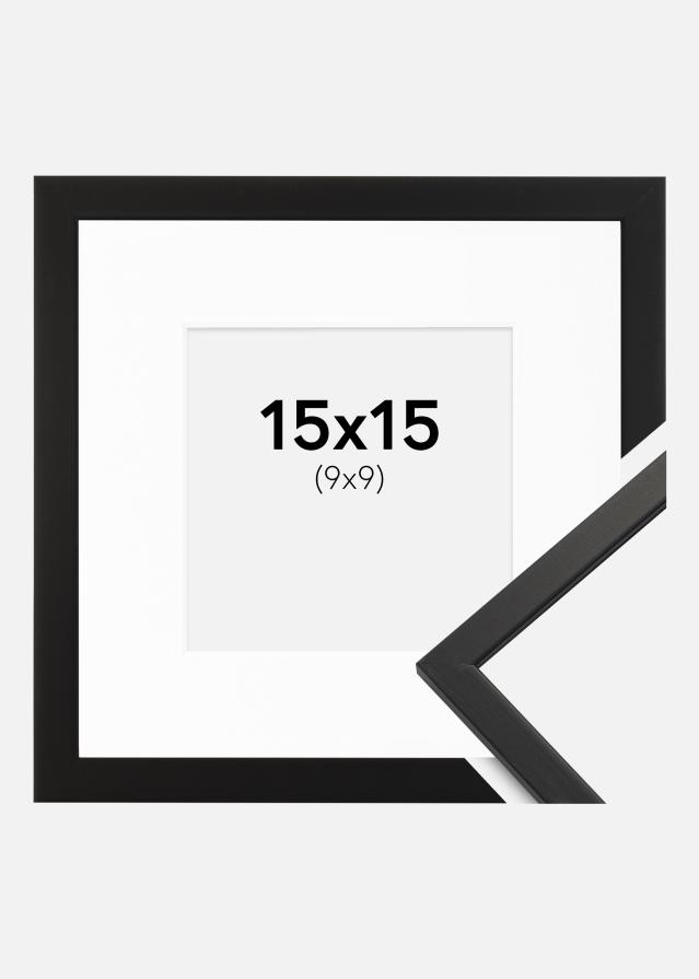 Moldura Edsbyn Preto 15x15 cm - Passe-partout Branco 10x10 cm