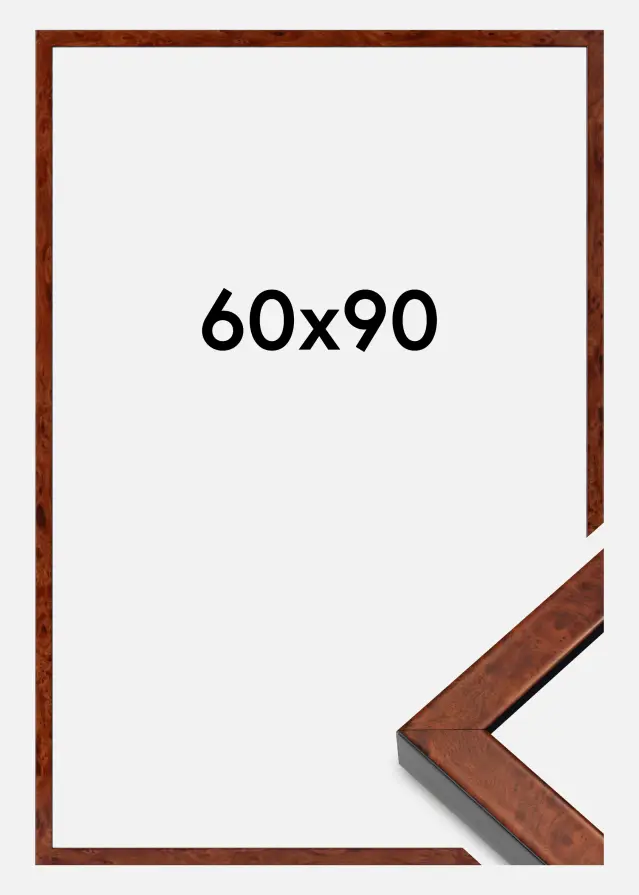 Moldura Hermes Vidro acrílico Burr Walnut 60x90 cm
