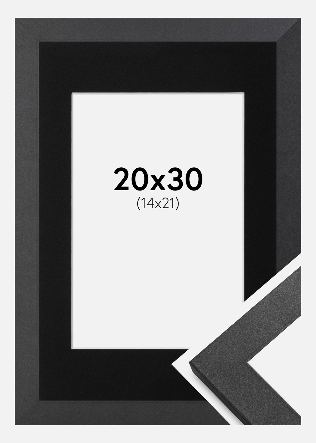 Product Image for Moldura Graphite Wood 20x30 cm - Passe-partout Preto 15x22 cm