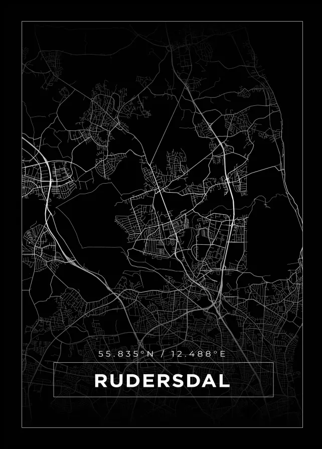 Mapa - Rudersdal - Cartaz Preto