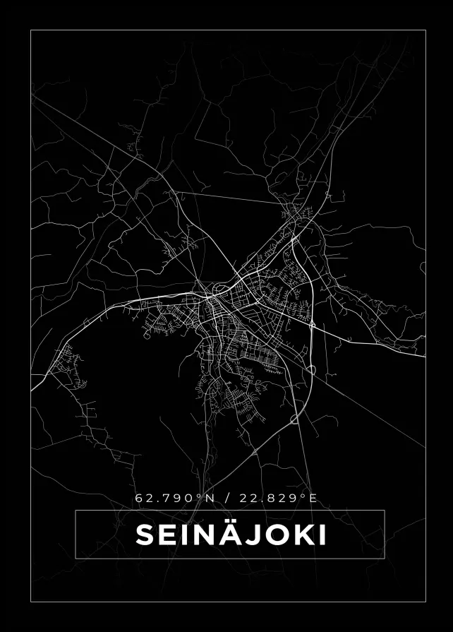 Mapa - Seinäjoki - Cartaz Preto