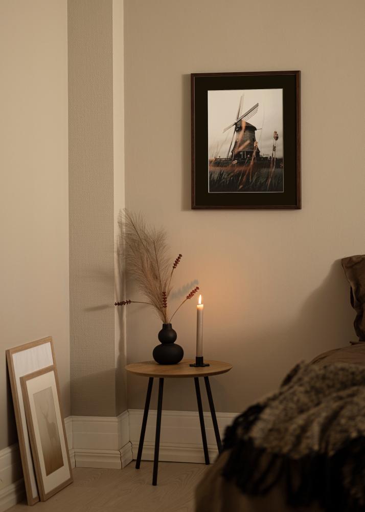 Moldura E-Line Nogueira 30x40 cm - Passe-partout Preto 21x29,7 cm (A4)