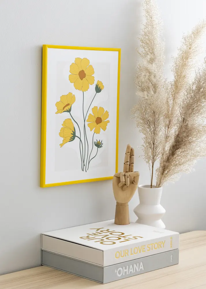 Moldura New Lifestyle Amarelo 50x70 cm - Passe-partout Preto 42x59,4 cm (A2)