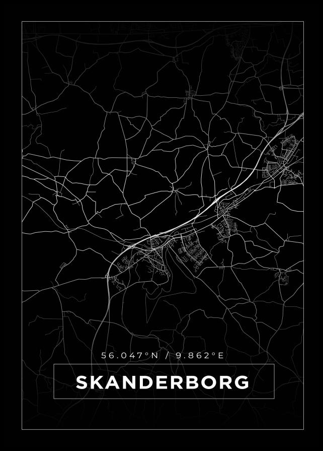 Mapa - Skanderborg - Cartaz Preto