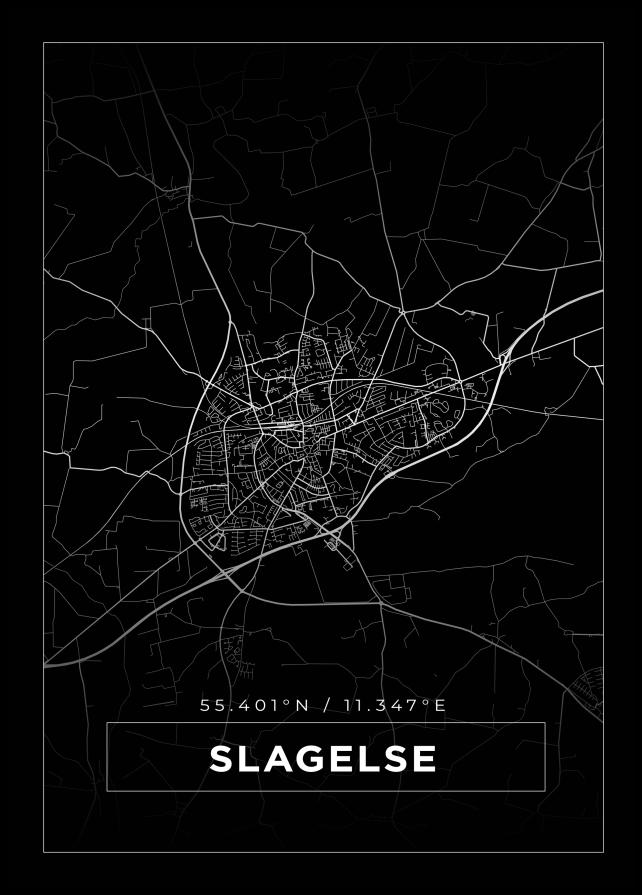 Mapa - Slagelse - Cartaz Preto