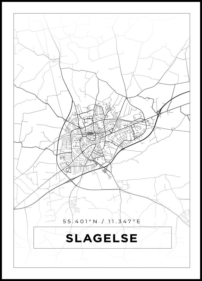 Mapa - Slagelse - Cartaz Branco