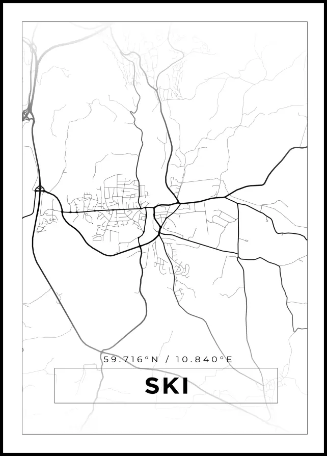 Mapa - Ski - Cartaz Branco