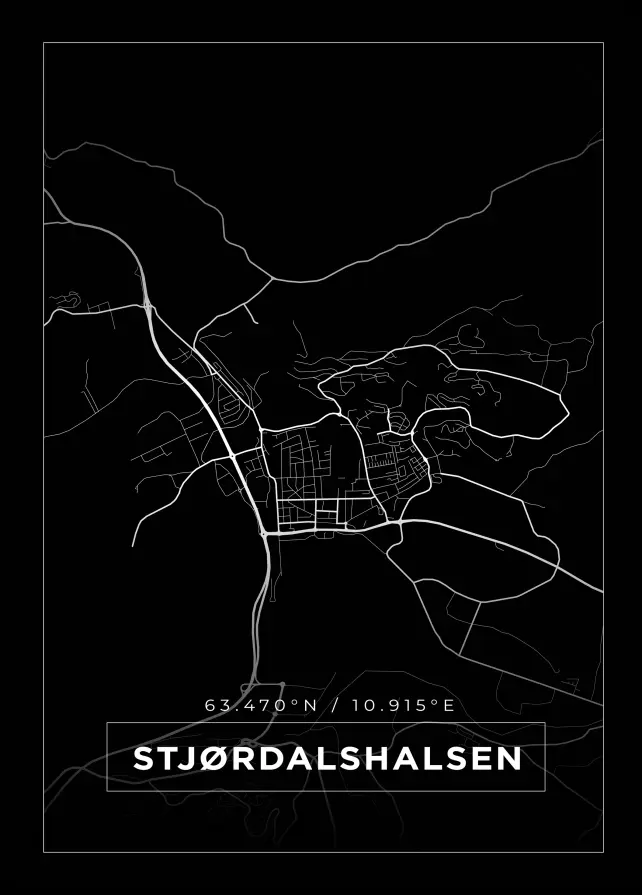 Mapa - Stjørdalshalsen - Cartaz Preto
