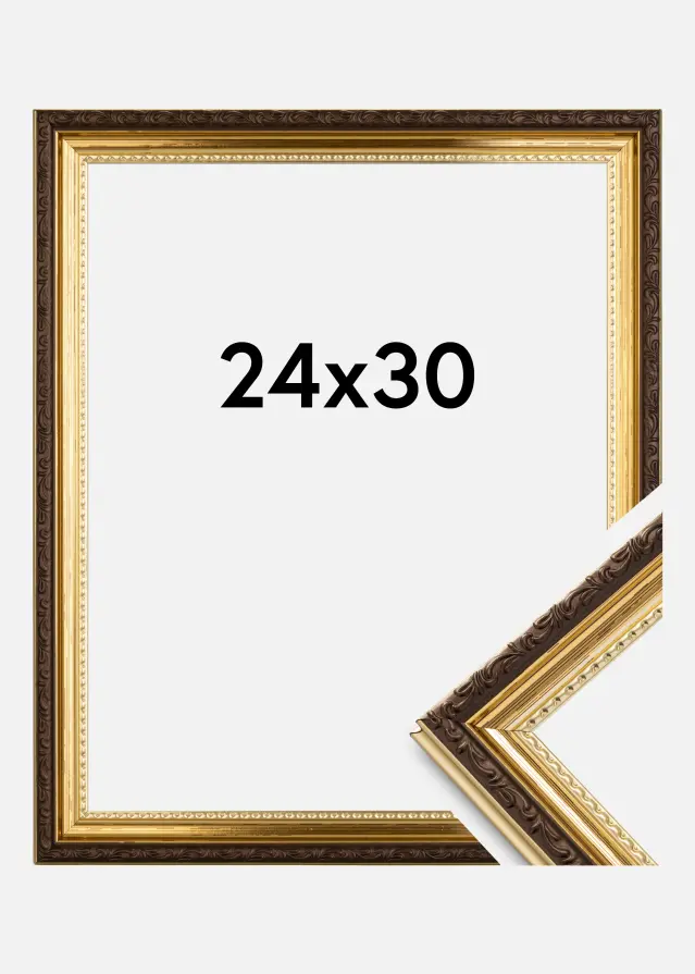 Moldura Abisko Vidro acrílico Dourado 24x30 cm