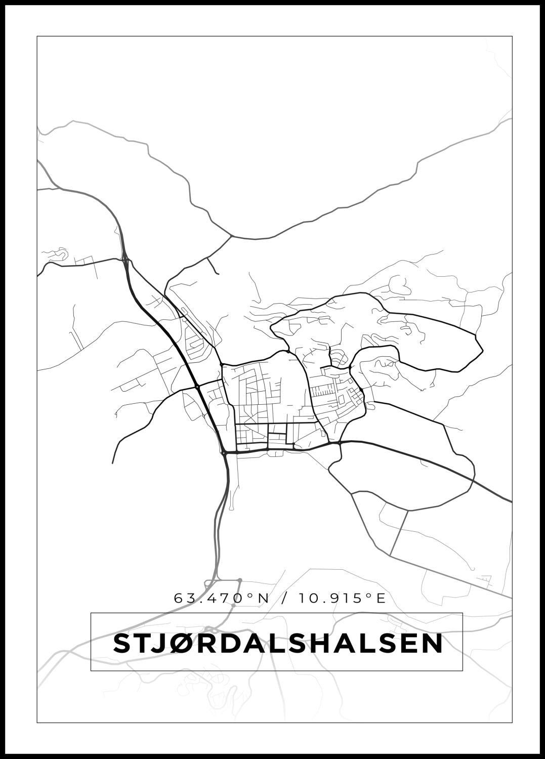 Product Image for Mapa - Stjørdalshalsen - Cartaz Vit (21x29.7 cm (A4))