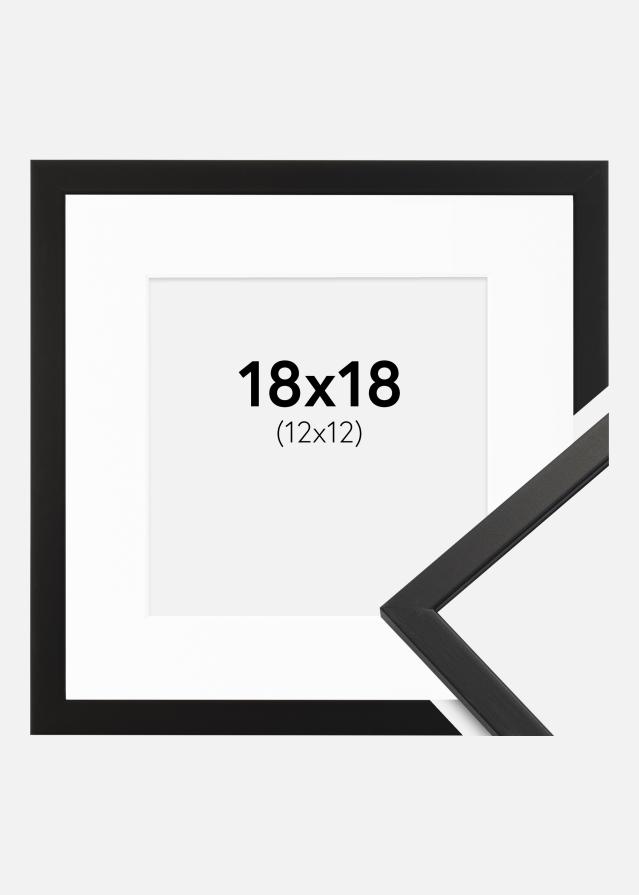 Moldura Edsbyn Preto 18x18 cm - Passe-partout Branco 13x13 cm