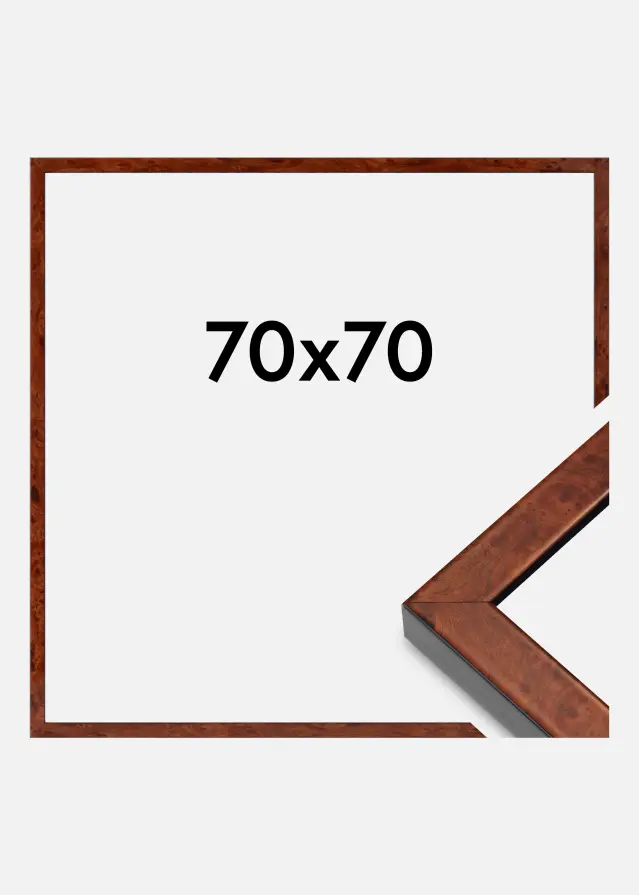 Moldura Hermes Vidro acrílico Burr Walnut 70x70 cm