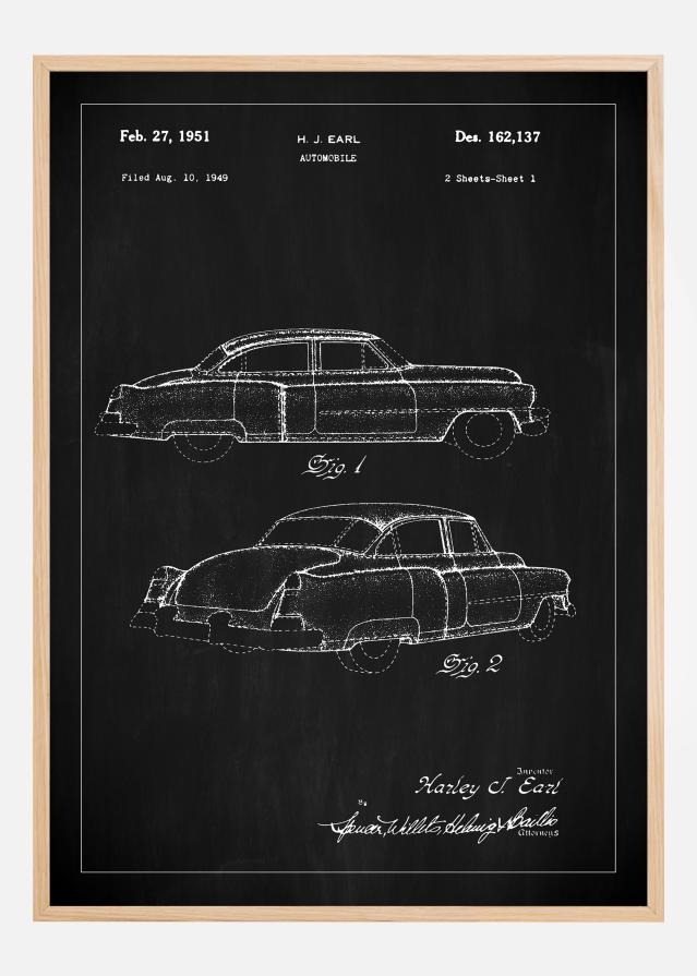 Desenho de patentes - Cadillac I - Preto Póster