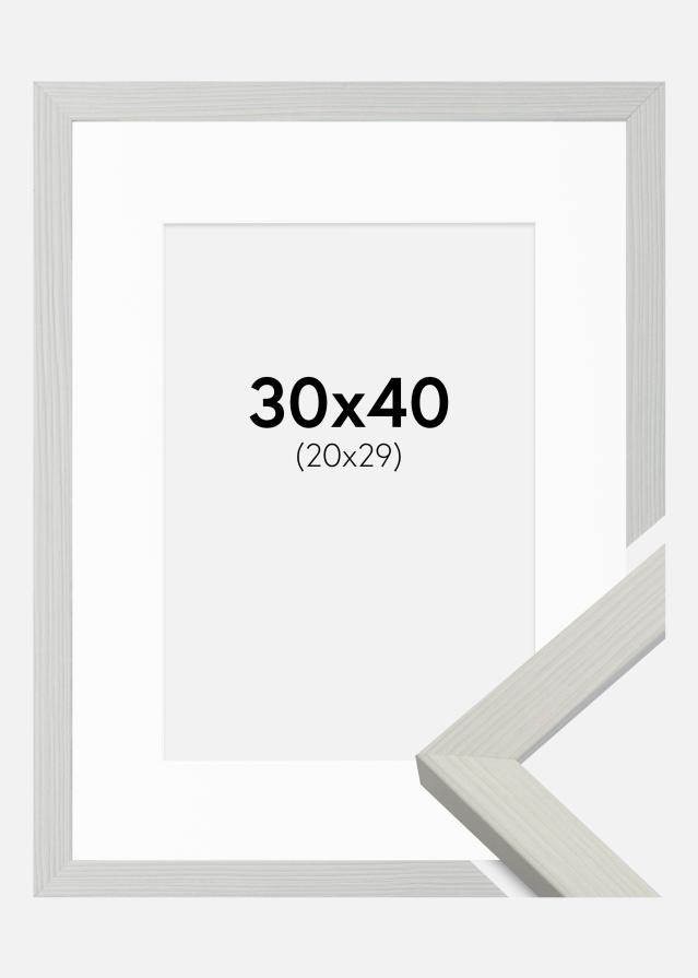 Moldura Fiorito Branco 30x40 cm - Passe-partout Branco 21x30 cm