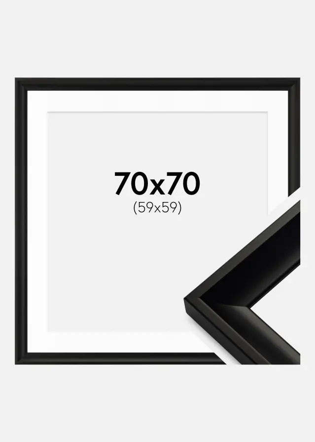 Moldura Öjaren Preto 70x70 cm - Passe-partout Branco 60x60 cm