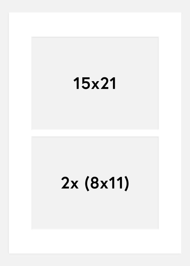 Passe-partout Branco 15x21 cm - Passe-partout para conjunto de 2 fotos (8x11 cm)