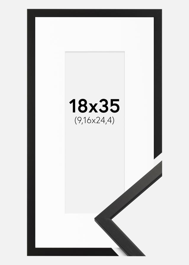 Moldura Edsbyn Preto 18x35 cm - Passe-partout Branco 4x10 inches